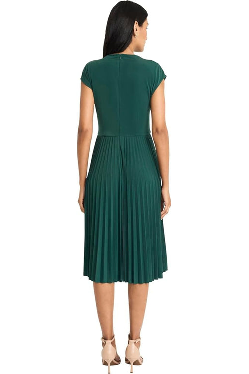 Pleated Cap Sleeve Pine Grove Jersey Midi Dress by Maggy London G6193M
