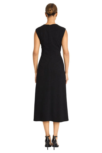 Sleeveless A-Line Black Shirred Jersey Midi Dress by Maggy London G6305M