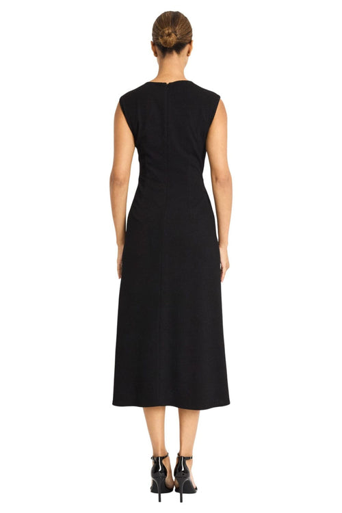 Sleeveless A-Line Black Shirred Jersey Midi Dress by Maggy London G6305M