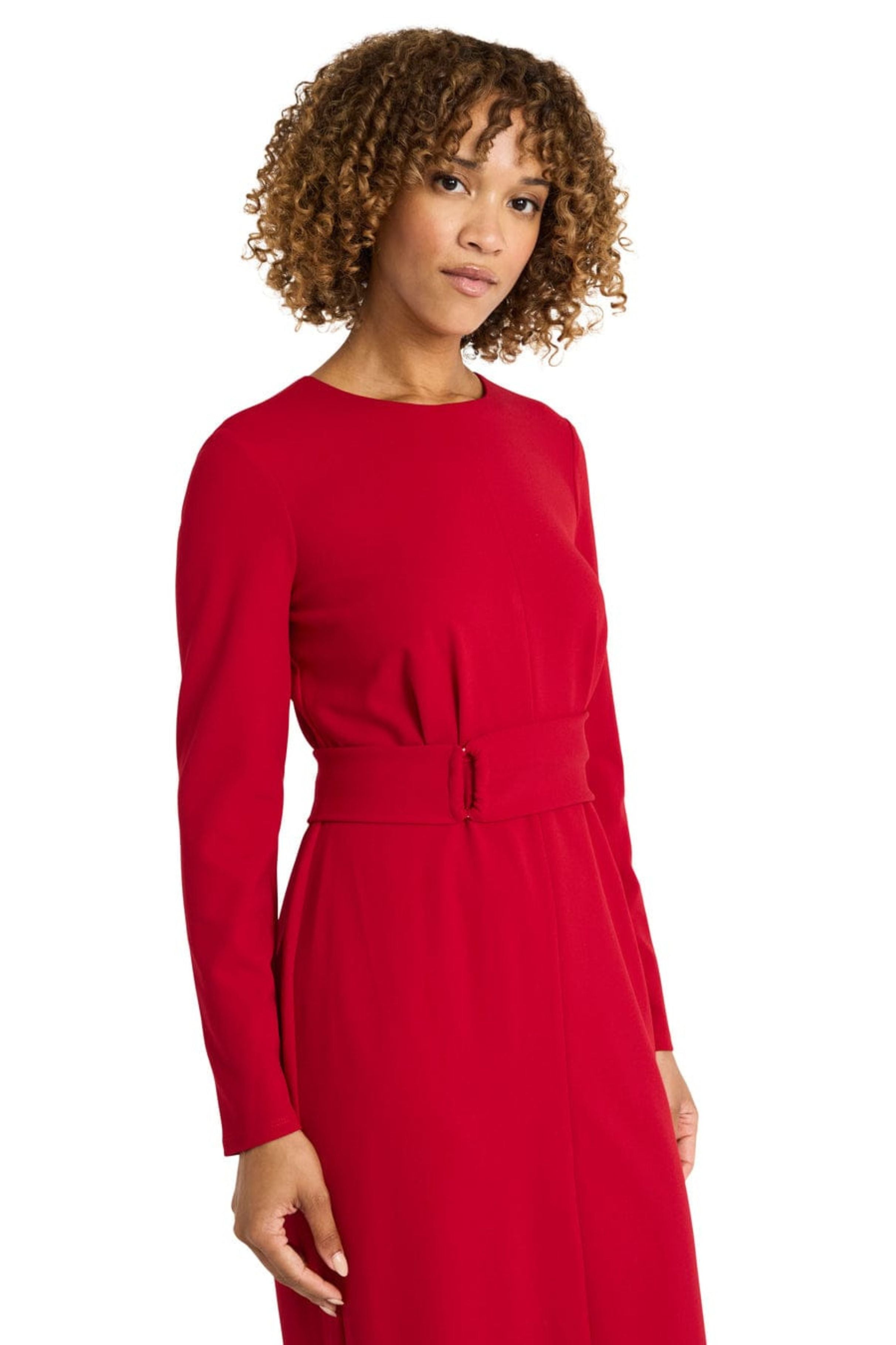 Long Sleeve Midi Cherry Scuba Crepe Sheath Dress by Maggy London G6334M