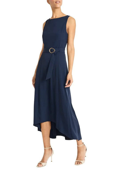 Fit & Flare High-Low Navy Blazer Sleeveless Midi Dress by Maggy London G6442M