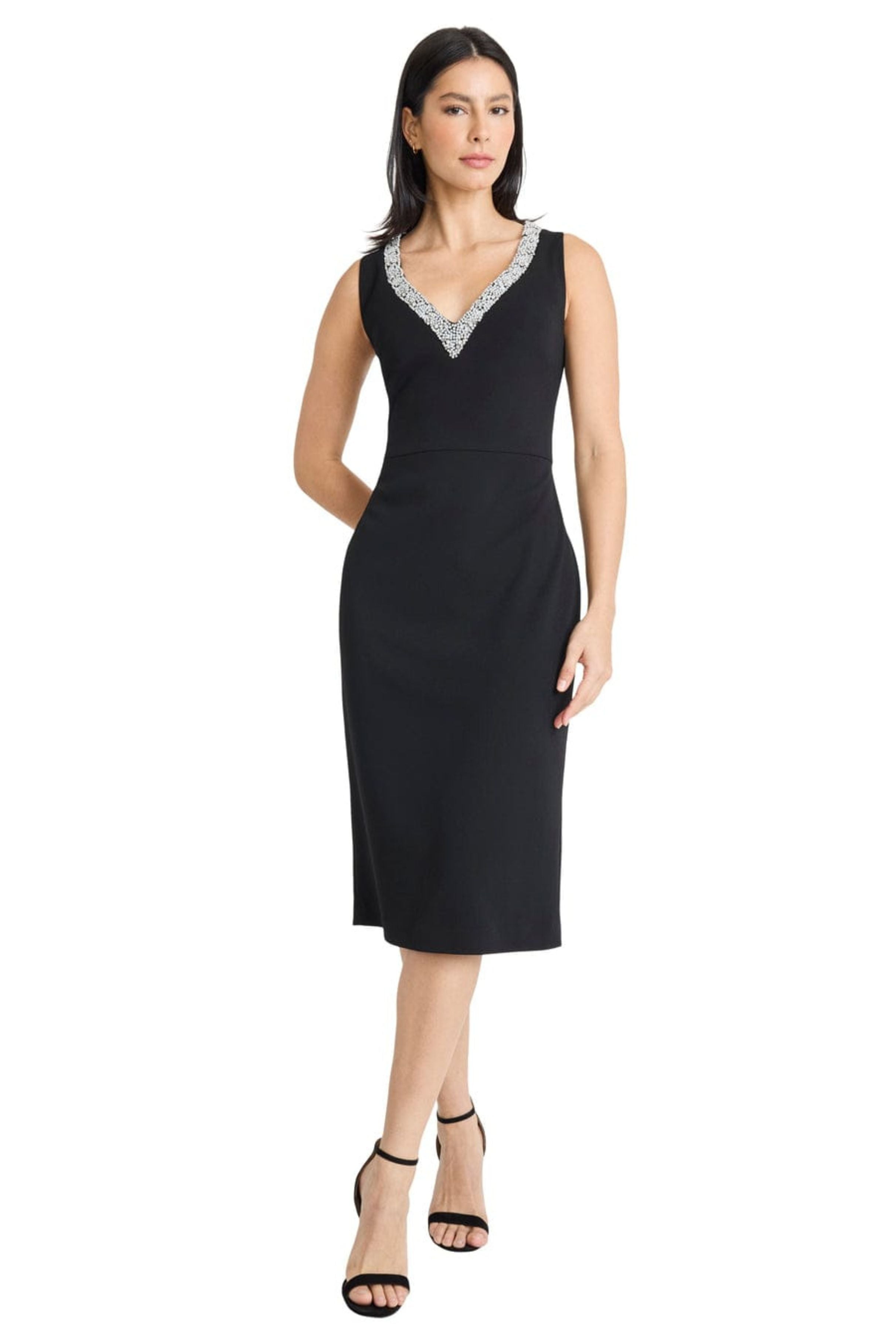 Maggy London V-Neck Midi Dress,8