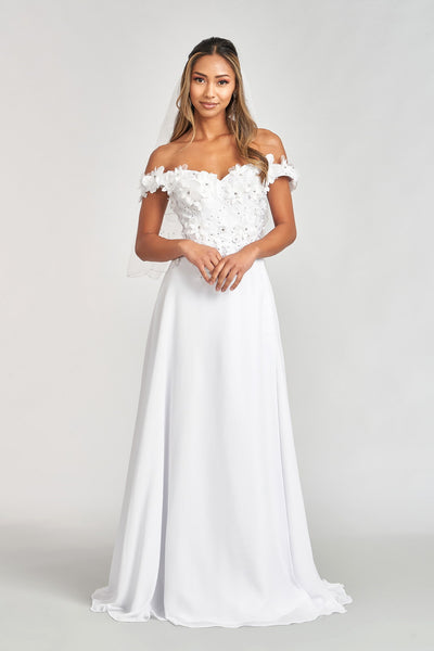 Elizabeth K GL3018 Off Shoulder Floral Chiffon Gown
