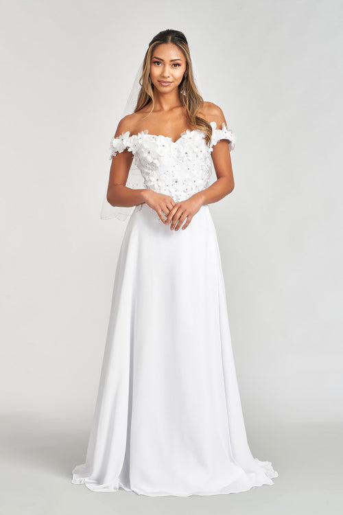 Vestido de gasa floral con hombros descubiertos Elizabeth K GL3018
