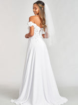 Elizabeth K GL3018 Off Shoulder Floral Chiffon Gown