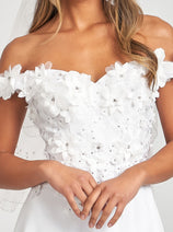 Elizabeth K GL3018 Off Shoulder Floral Chiffon Gown
