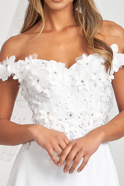 Elizabeth K GL3018 Off Shoulder Floral Chiffon Gown