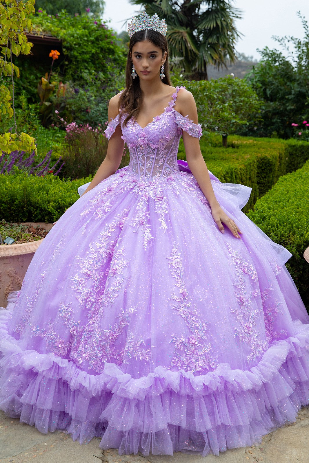 Cold Shoulders Floral Gown by Elizabeth K GL3520