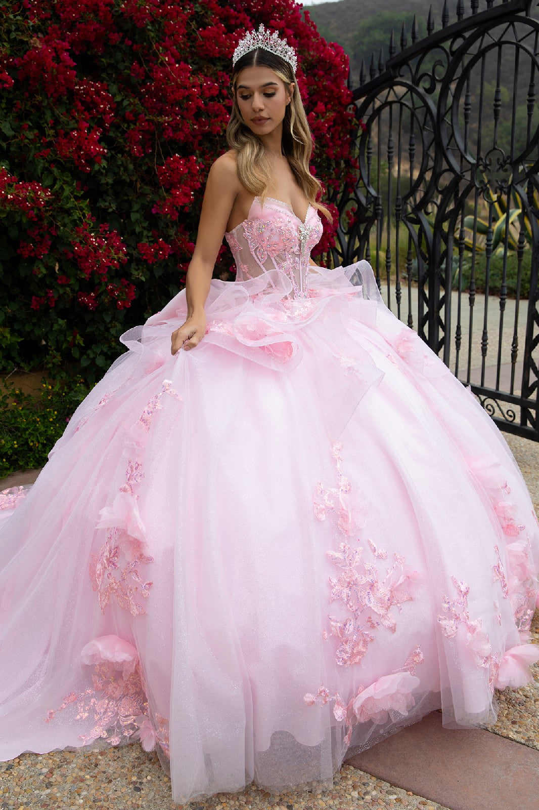 pink glitter wedding dress Quinceañera Ball Gown by Elizabeth K GL3549| Formal Shops boho style wedding dresses *Wash with mild soap Making a hem on SIZES:SMALL