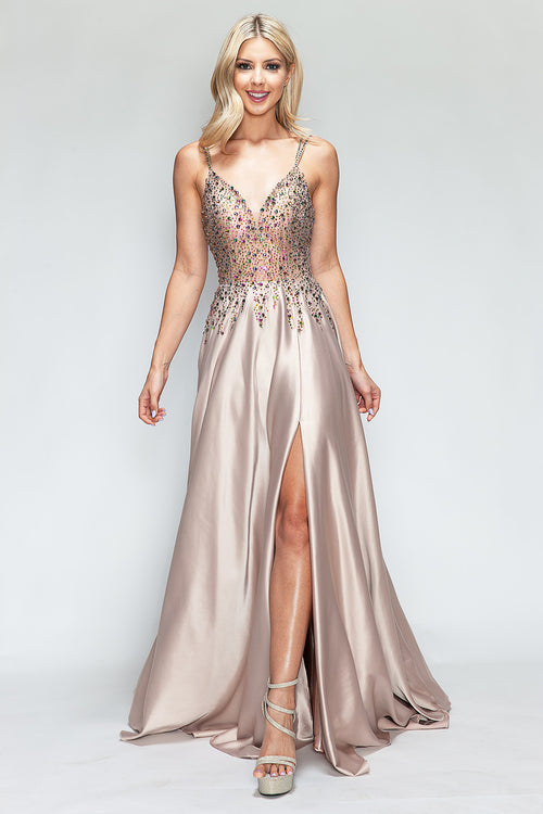 Prom Dress V-Neck Spaghetti Strap A-Line Formal Gown By Lenovia 8331-New Collection