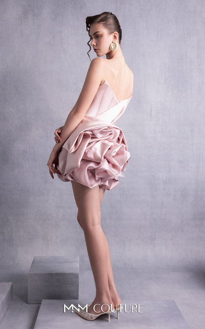 Gaby Charbachi GOS2502 Strapless Ruffled Pink Gown by MNM Couture
