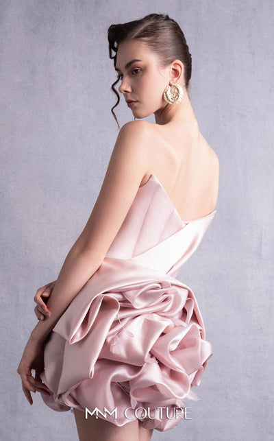 Gaby Charbachi GOS2502 Strapless Ruffled Pink Gown by MNM Couture
