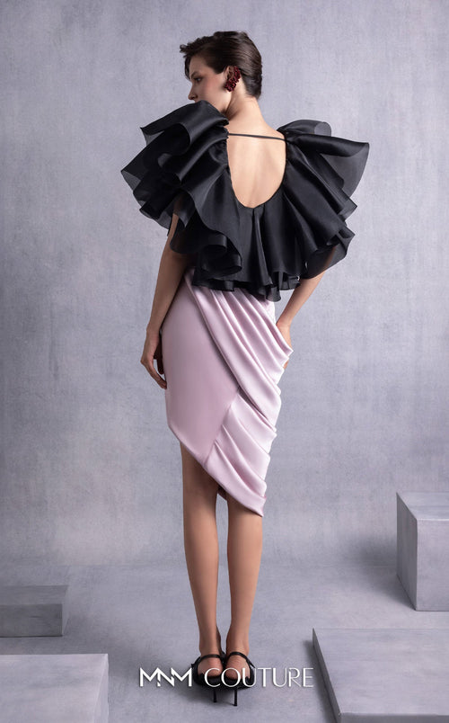 Gaby Charbachi GOS2503 Deep V-Neck Dress with Dramatic Sleeves by MNM Couture