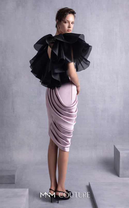 Gaby Charbachi GOS2503 Deep V-Neck Dress with Dramatic Sleeves by MNM Couture