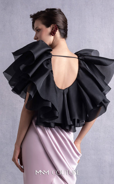 Gaby Charbachi GOS2503 Deep V-Neck Dress with Dramatic Sleeves by MNM Couture