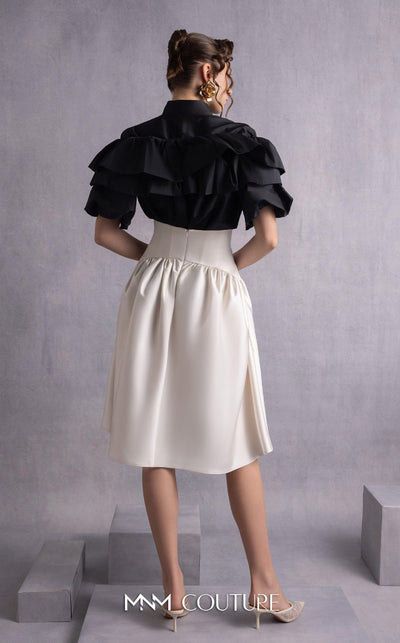 Gaby Charbachi GOS2506 High-Neck Lace Evening Gown in Black/Gold by MNM Couture