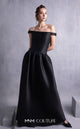 Gaby Charbachi GOS2507 Black Off-Shoulder High Slit Gown by MNM Couture