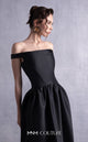 Gaby Charbachi GOS2507 Black Off-Shoulder High Slit Gown by MNM Couture