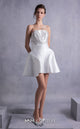 Gaby Charbachi Strapless Flared Cocktail Dress in Off White
