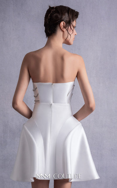 Gaby Charbachi Strapless Flared Cocktail Dress in Off White