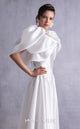 Gaby Charbachi Off White Strapless Satin Gown with High Slit by MNM Couture