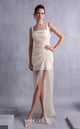 Gaby Charbachi Strapless Cocktail Dress in Nude by MNM Couture