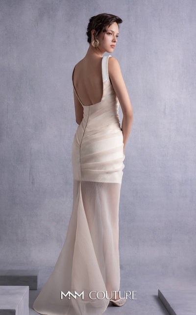 Gaby Charbachi Strapless Cocktail Dress in Nude by MNM Couture