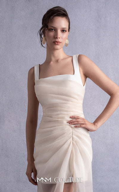 Gaby Charbachi Strapless Cocktail Dress in Nude by MNM Couture