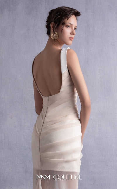 Gaby Charbachi Strapless Cocktail Dress in Nude by MNM Couture