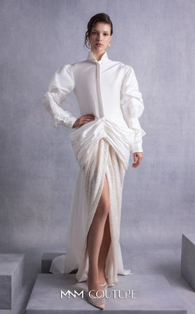 Gaby Charbachy GOS2516 High-Neck Long Sleeve Evening Gown by MNM Couture