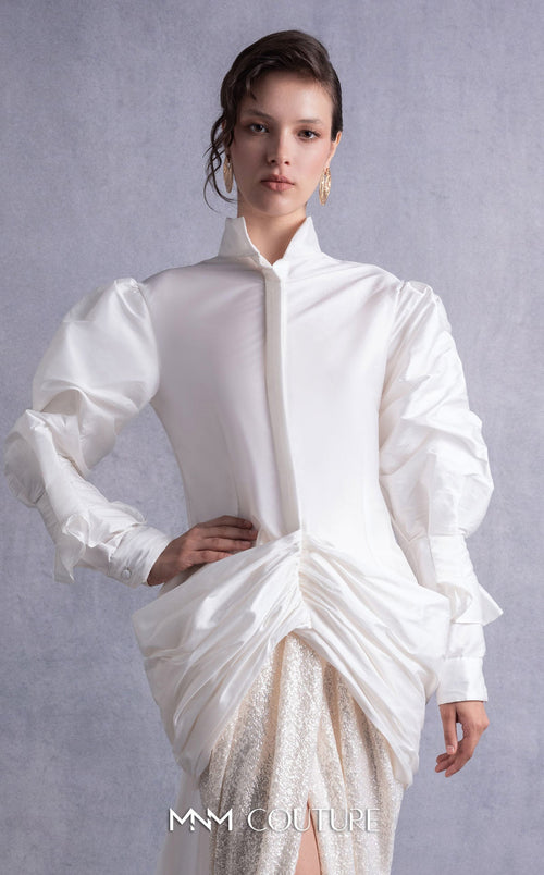 Gaby Charbachi GOS2516 High-Neck Long Sleeve Evening Gown by MNM Couture