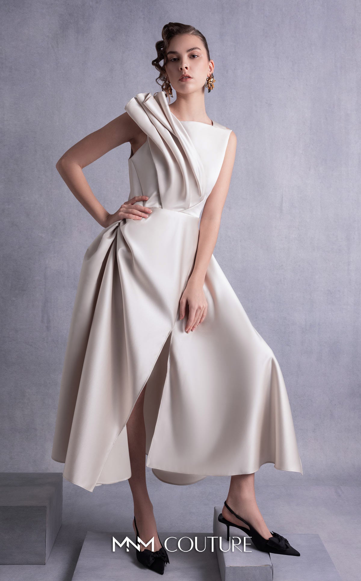 Gaby Charbachy GOS2517 Gold One-Shoulder Dress