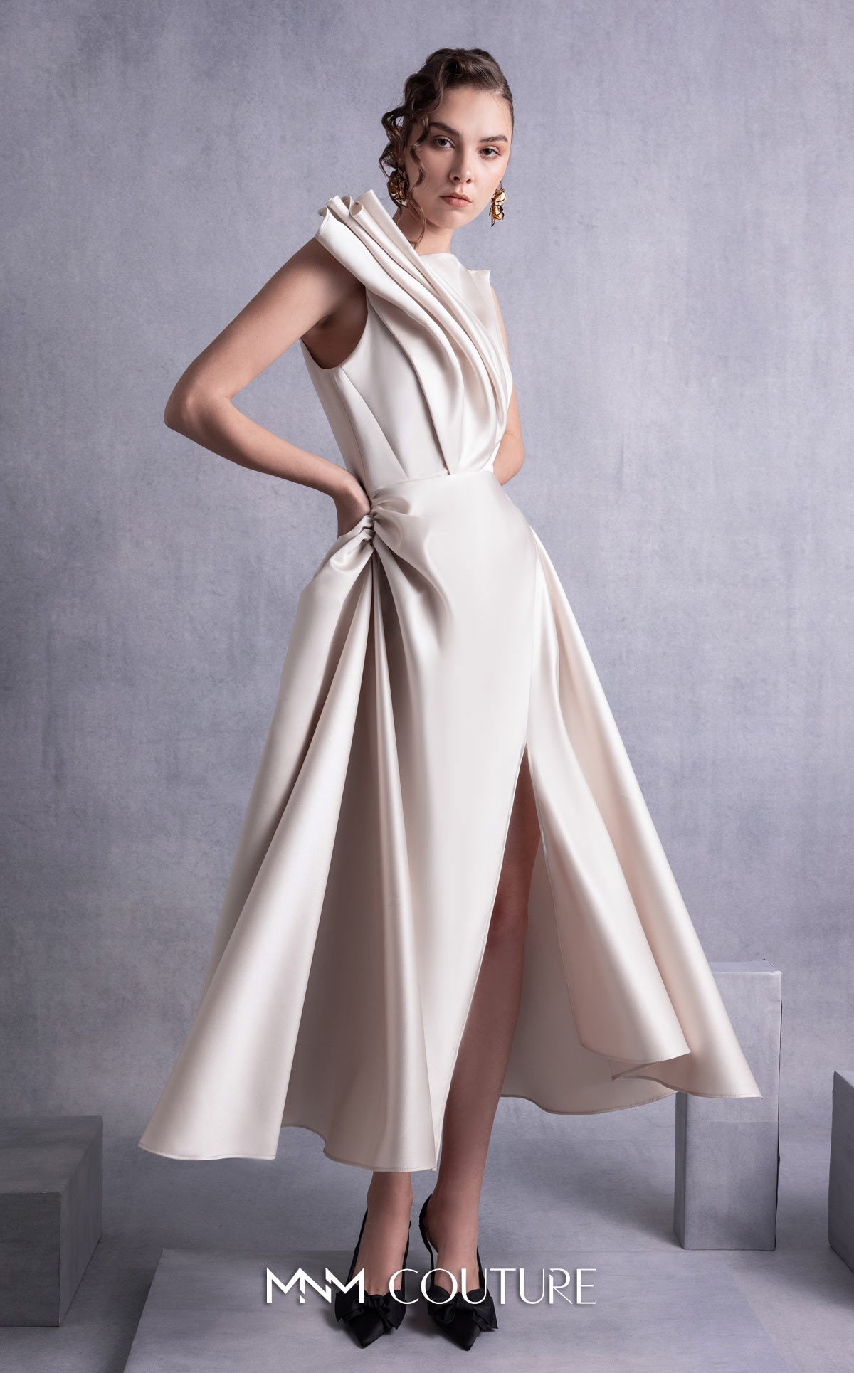 Gaby Charbachy GOS2517 Gold One-Shoulder Dress