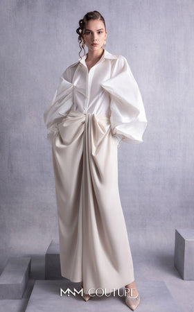 Gaby Charbachy GOS2529 Off White One-Shoulder Dress