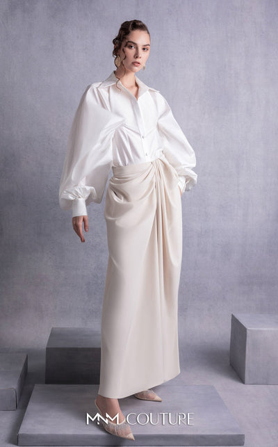 Gaby Charbachy GOS2529 Off White One-Shoulder Dress