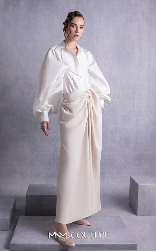 Gaby Charbachy GOS2529 Off White One-Shoulder Dress