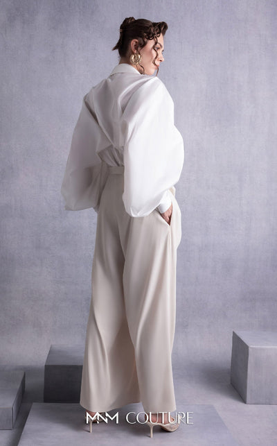 Gaby Charbachy GOS2529 Off White One-Shoulder Dress