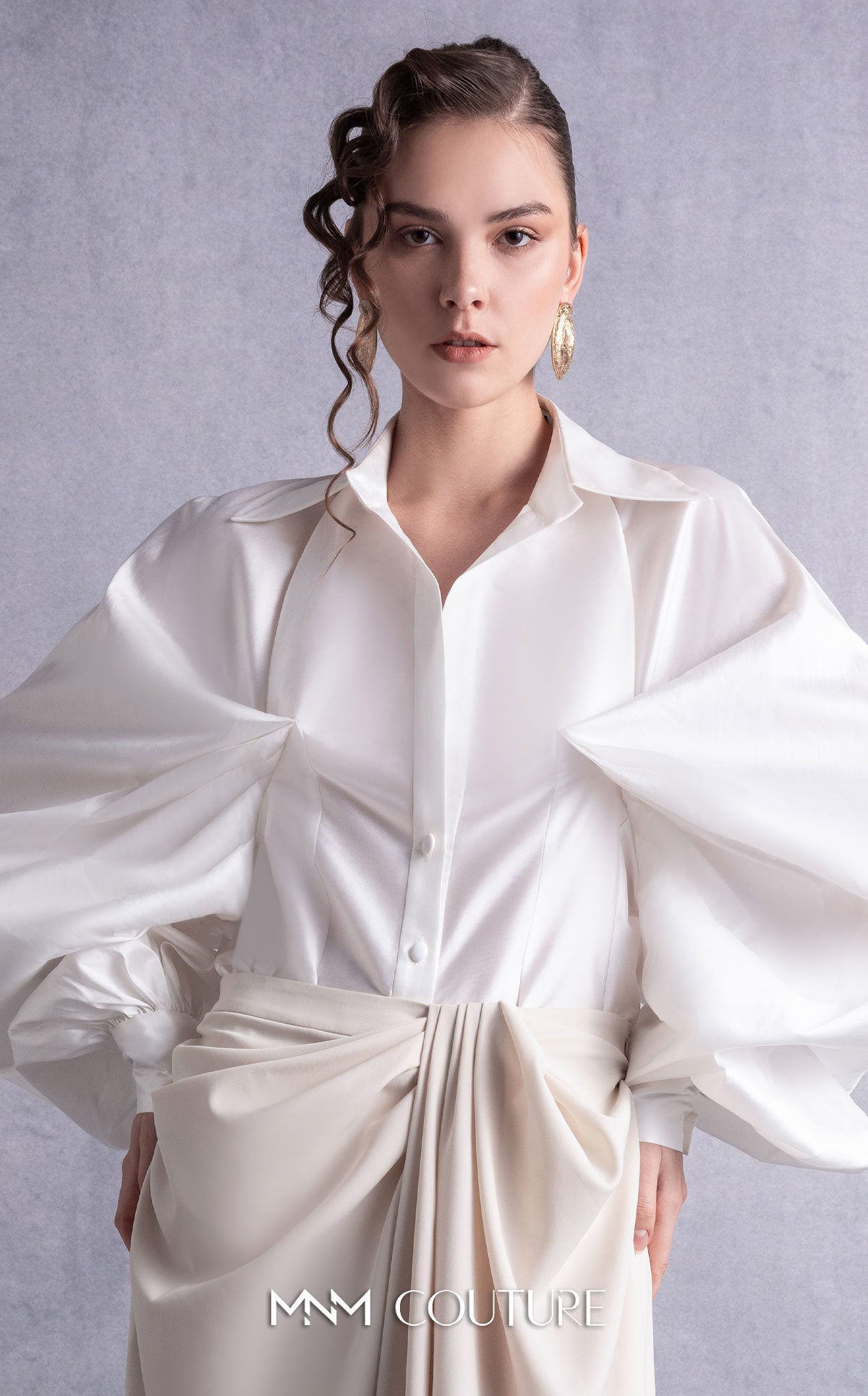 Gaby Charbachy GOS2529 Off White One-Shoulder Dress