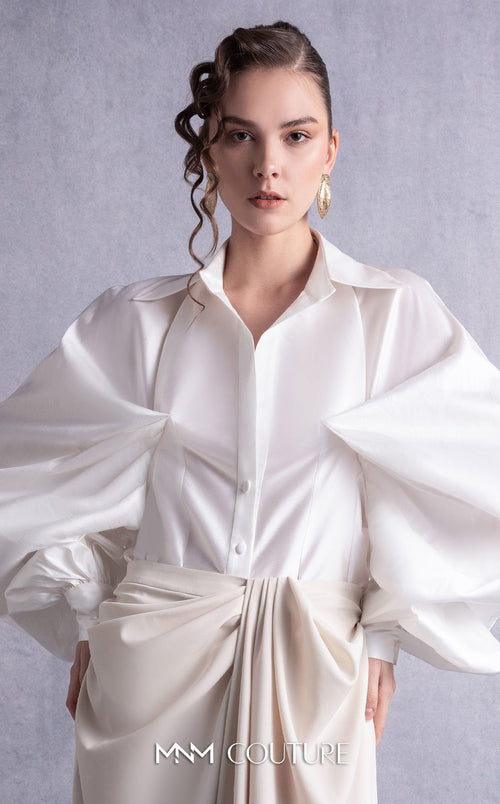Gaby Charbachy GOS2529 Off White One-Shoulder Dress