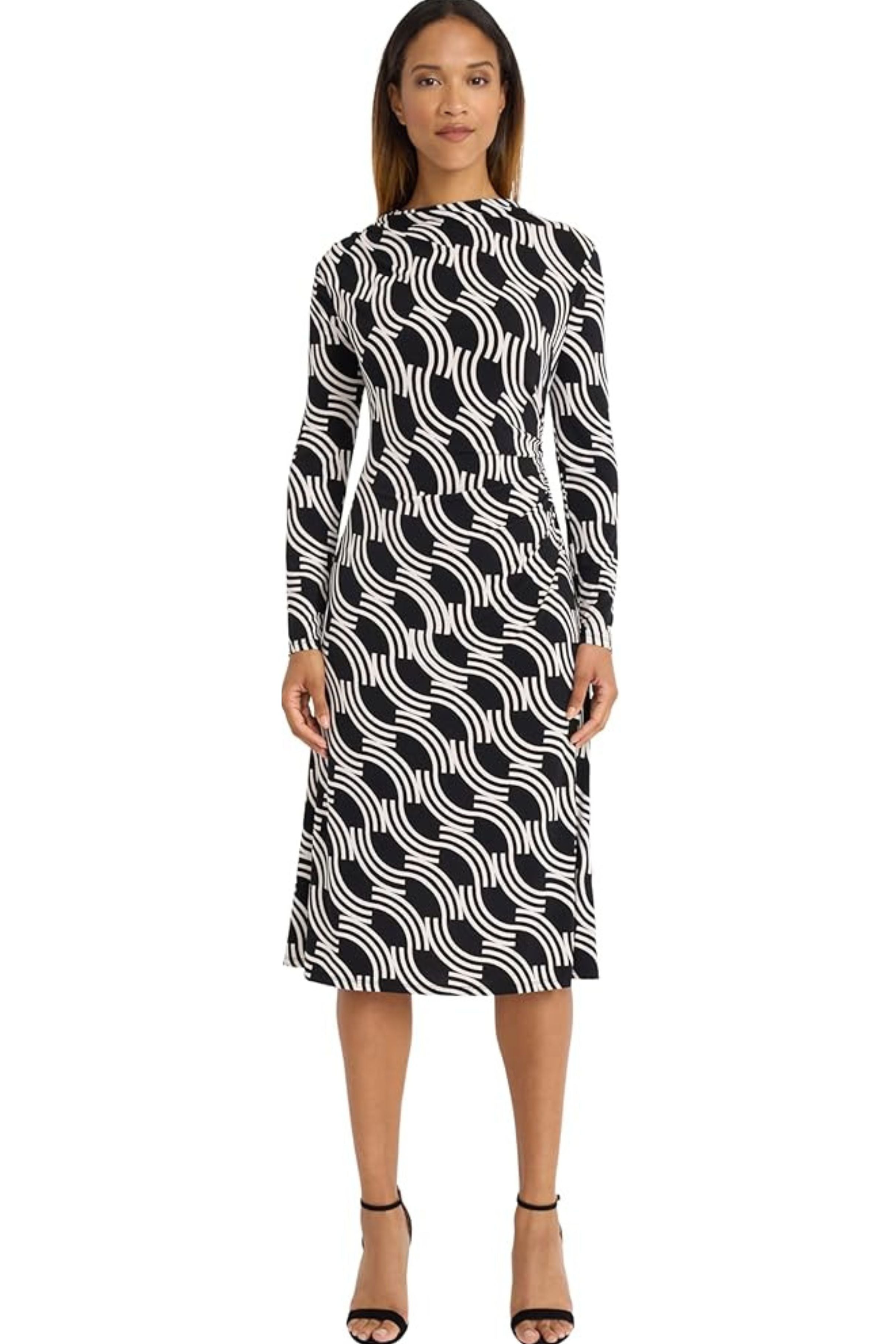 maggy london midi dresses 3/4 Sleeve Printed Dress Women's Dress Antique : 10 its floral pattern and halter neckline make it a standout for special celebrations Maggy London Women's Funnel Neck