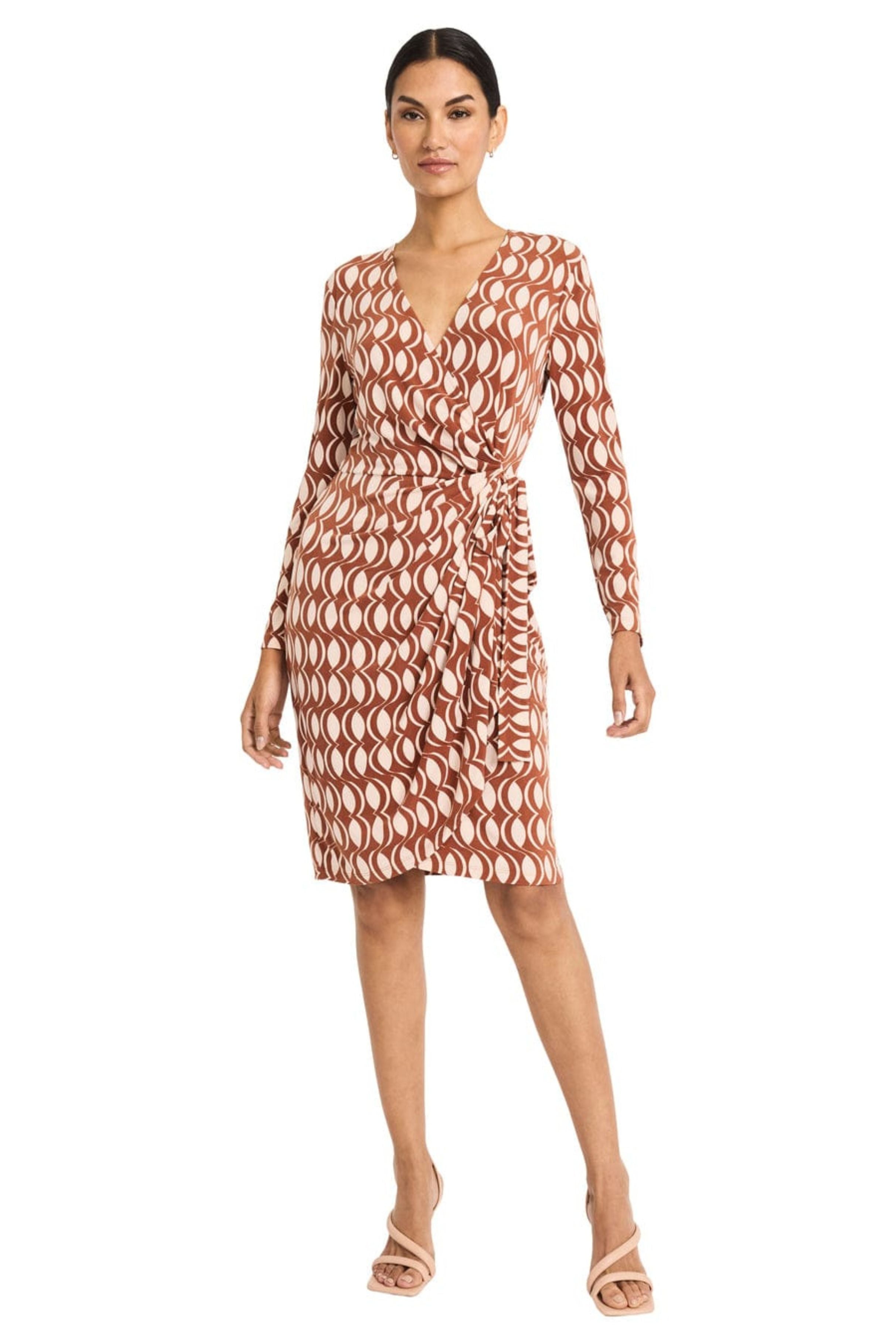 Darcy Wrap in Spectacle Geo Knee-Length Wrap Dress