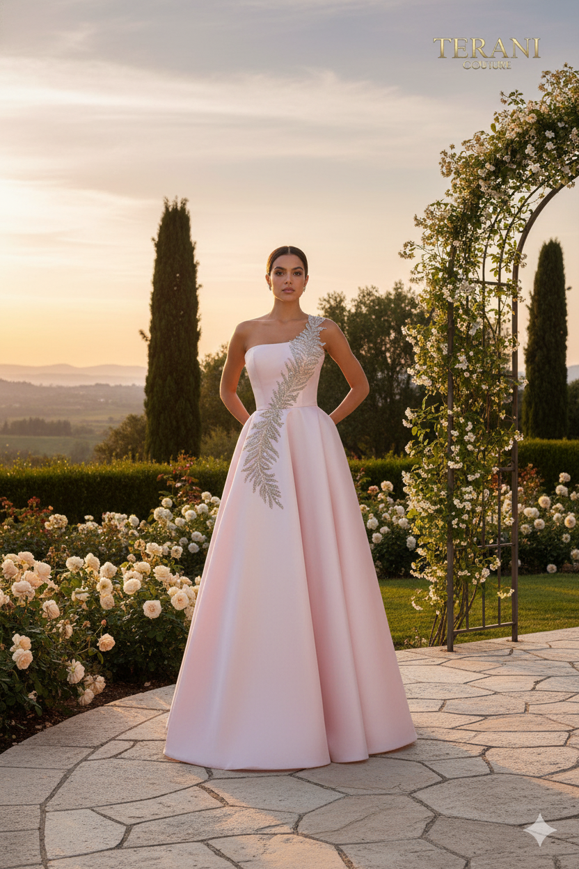 Terani Couture 1912E9202 One Shoulder Floor-length Ball Gown