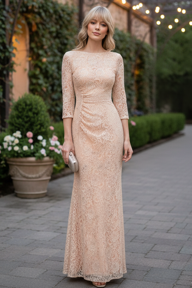 Lenovia 5239 Modest Lace 3/4 Sleeve Mother of the Bride Formal Gown-New Collection