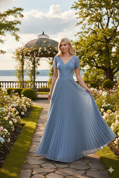 Lenovia 8139 Short Sleeve Mother Of The Bride Gown-New Collection