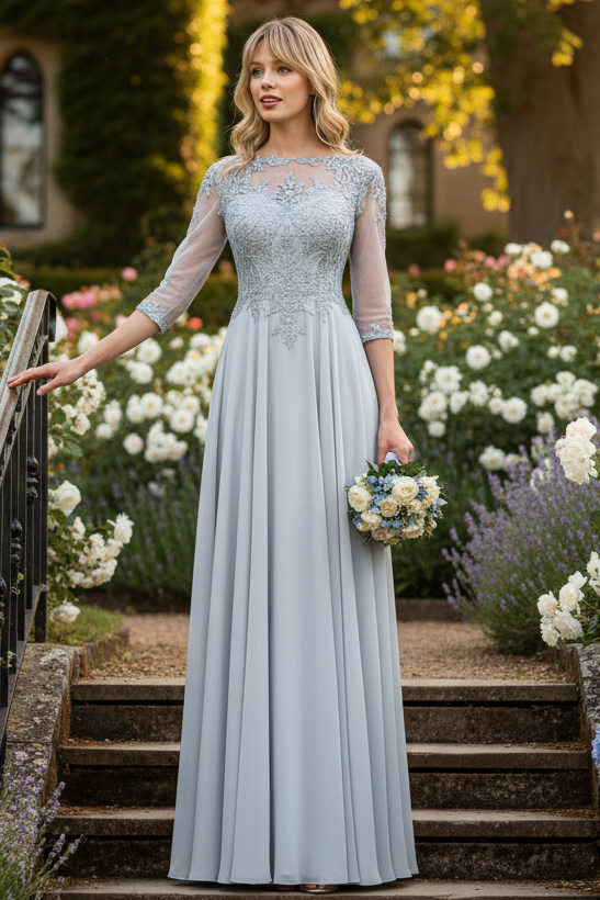 Lenovia 8171 Embroidered 3/4 Sleeve Gown For Mother Of The Bride