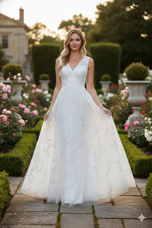 Formal Dress Long V-Neck Sleeveless A-Line Gown By Lenovia 8337-New Collection