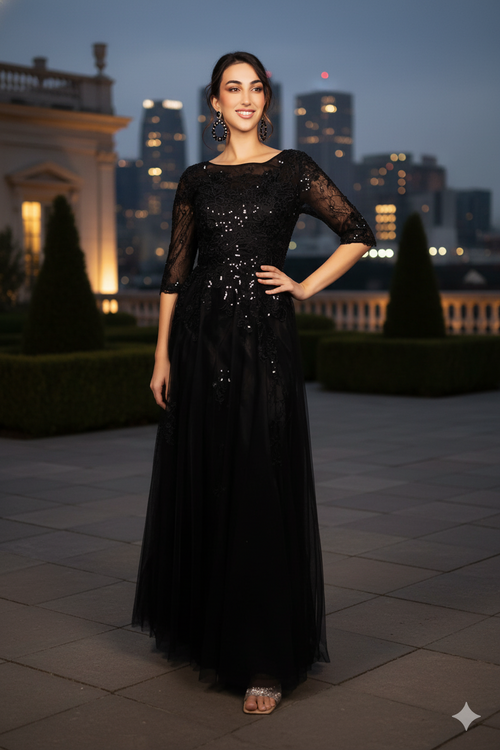 Funeral Dress in Black For Women & Ladies Plus Size Outfit by MQ2143