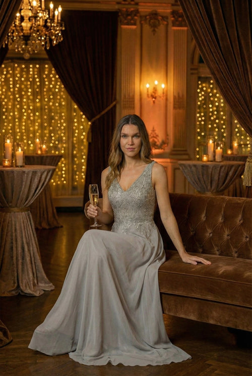 Embroidered Chiffon Dress by Elizabeth K GL2311