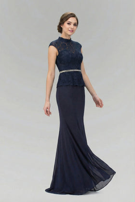 High Neck Cap Sleeve Gown by Elizabeth KGL1421