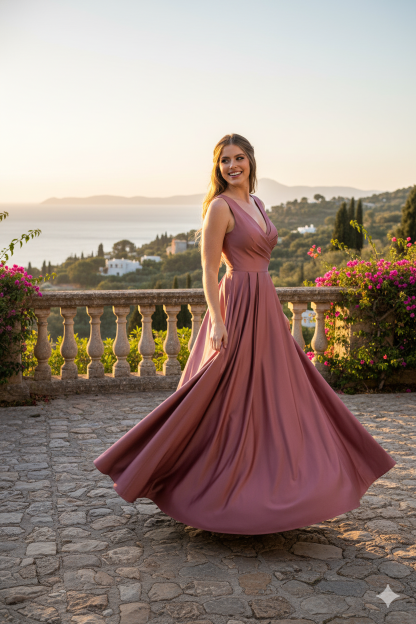 Lenovia 5242 Side Pockets A-line Shiny Long Simple Formal Evening Gown